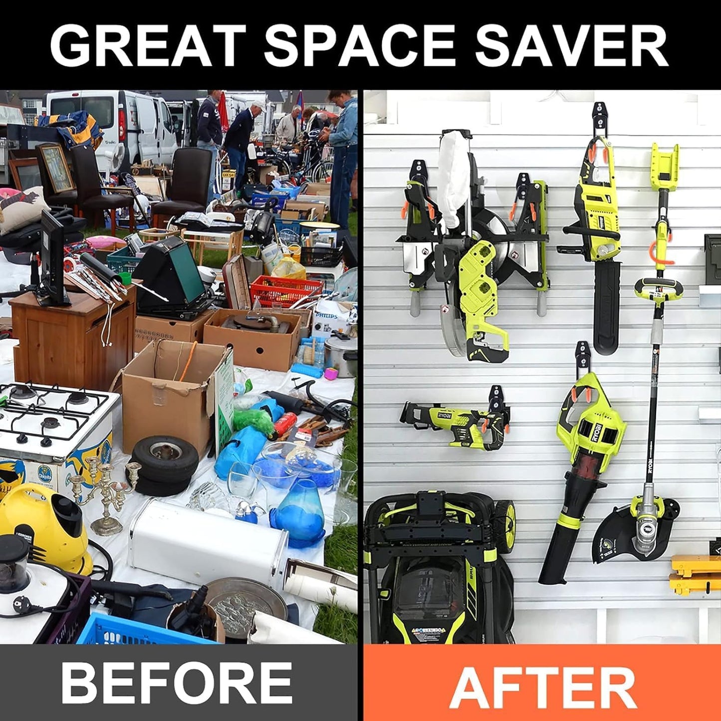 28 Pack Heavy Duty Steel Garage Hooks for Organizing Power Tools, Ladders, Bikes, and More