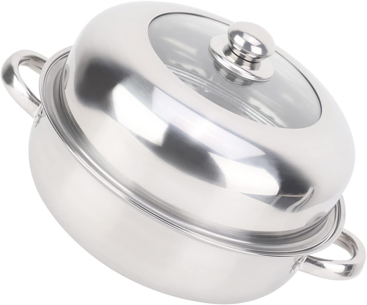28CM Stainless Steel Single Layer Stockpot Hotpot Food Steamer Pot Cookware Household Cooking - Durable Stainless Steel 28CM Hotpot Stockpot for Home Cooking