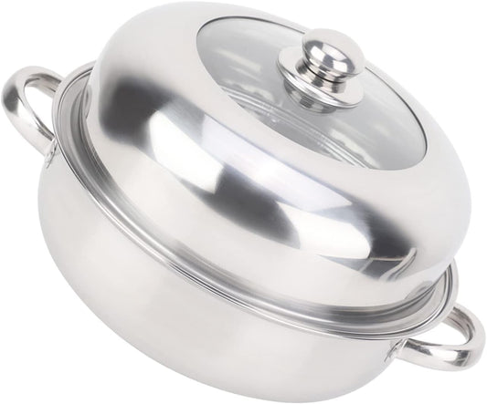 28CM Stainless Steel Single Layer Stockpot Hotpot Food Steamer Pot Cookware Household Cooking - Durable Stainless Steel 28CM Hotpot Stockpot for Home Cooking