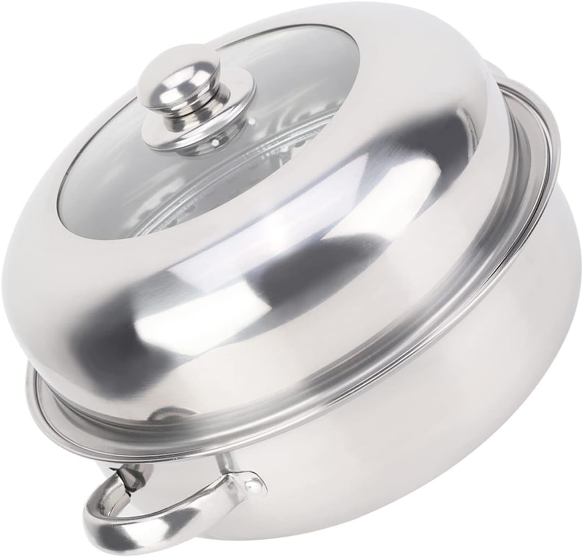 28CM Stainless Steel Single Layer Stockpot Hotpot Food Steamer Pot Cookware Household Cooking - Durable Stainless Steel 28CM Hotpot Stockpot for Home Cooking