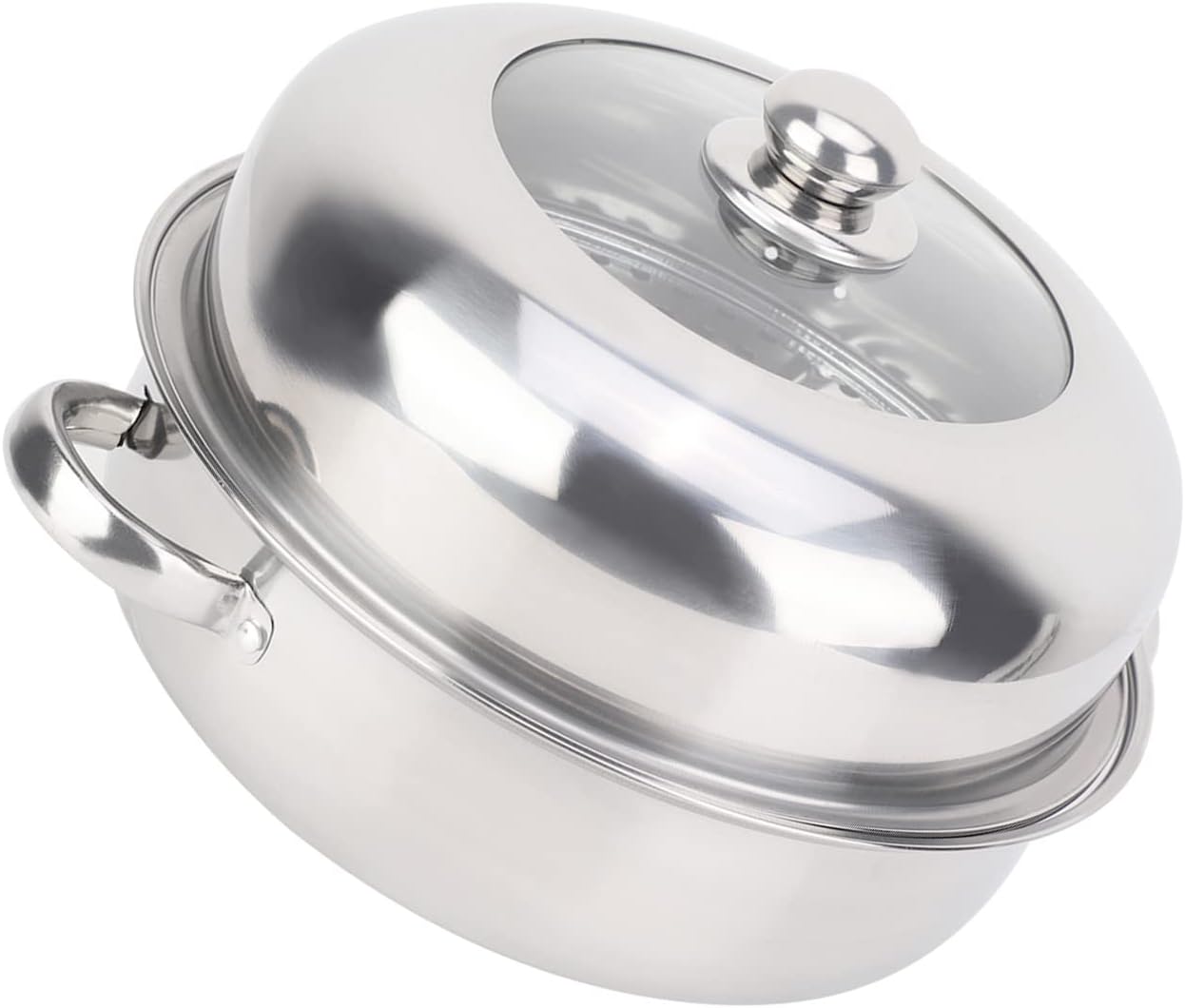 28CM Stainless Steel Single Layer Stockpot Hotpot Food Steamer Pot Cookware Household Cooking - Durable Stainless Steel 28CM Hotpot Stockpot for Home Cooking