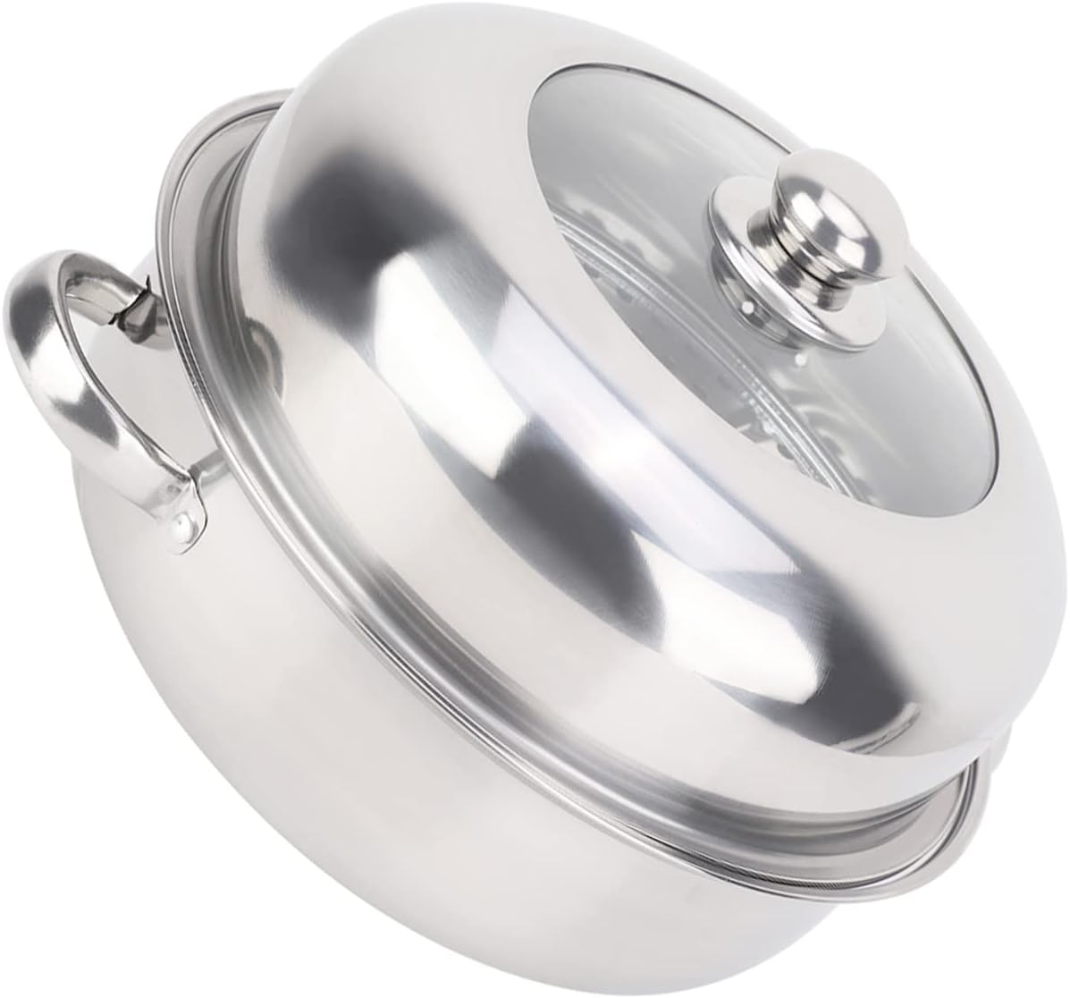 28CM Stainless Steel Single Layer Stockpot Hotpot Food Steamer Pot Cookware Household Cooking - Durable Stainless Steel 28CM Hotpot Stockpot for Home Cooking