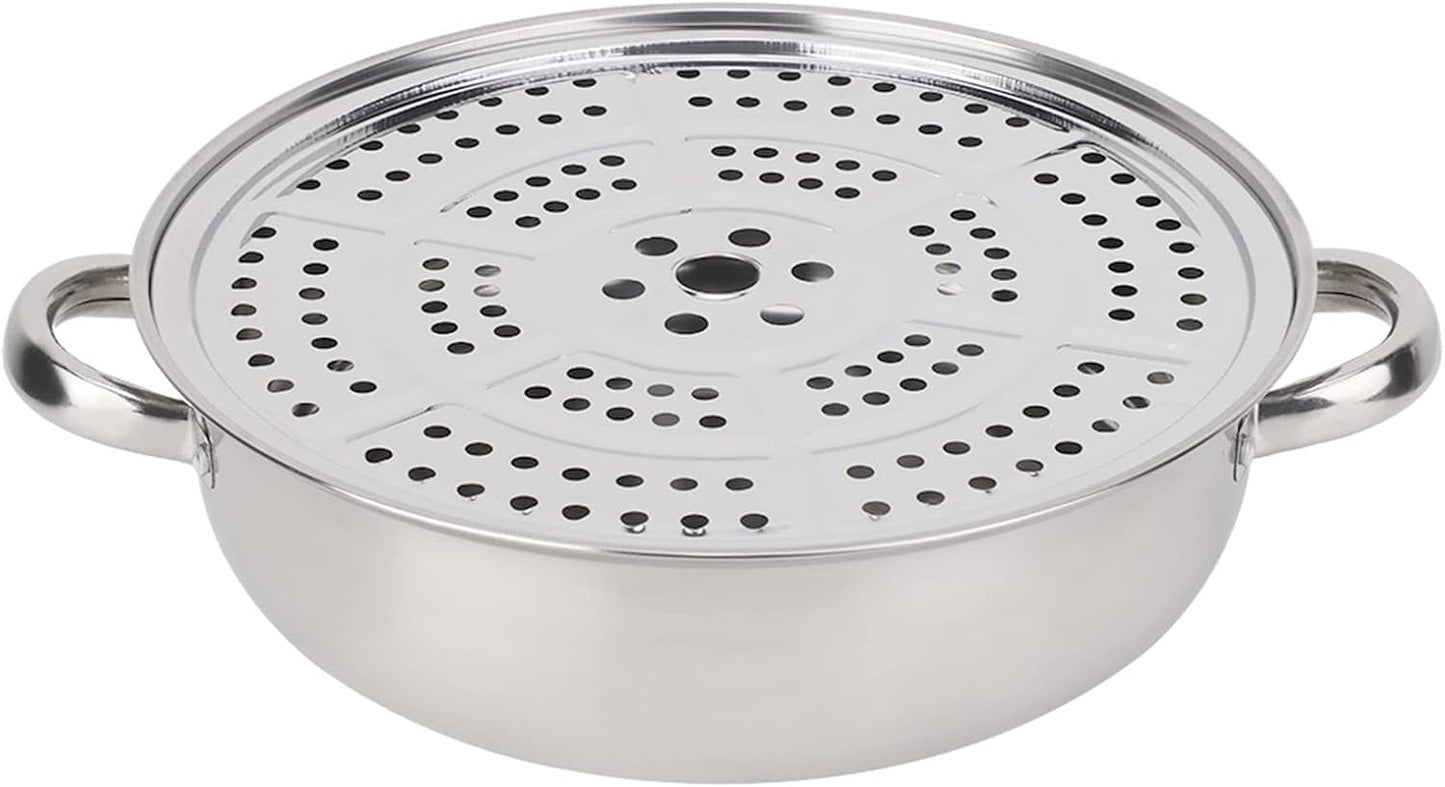 28CM Stainless Steel Single Layer Stockpot Hotpot Food Steamer Pot Cookware Household Cooking - Durable Stainless Steel 28CM Hotpot Stockpot for Home Cooking