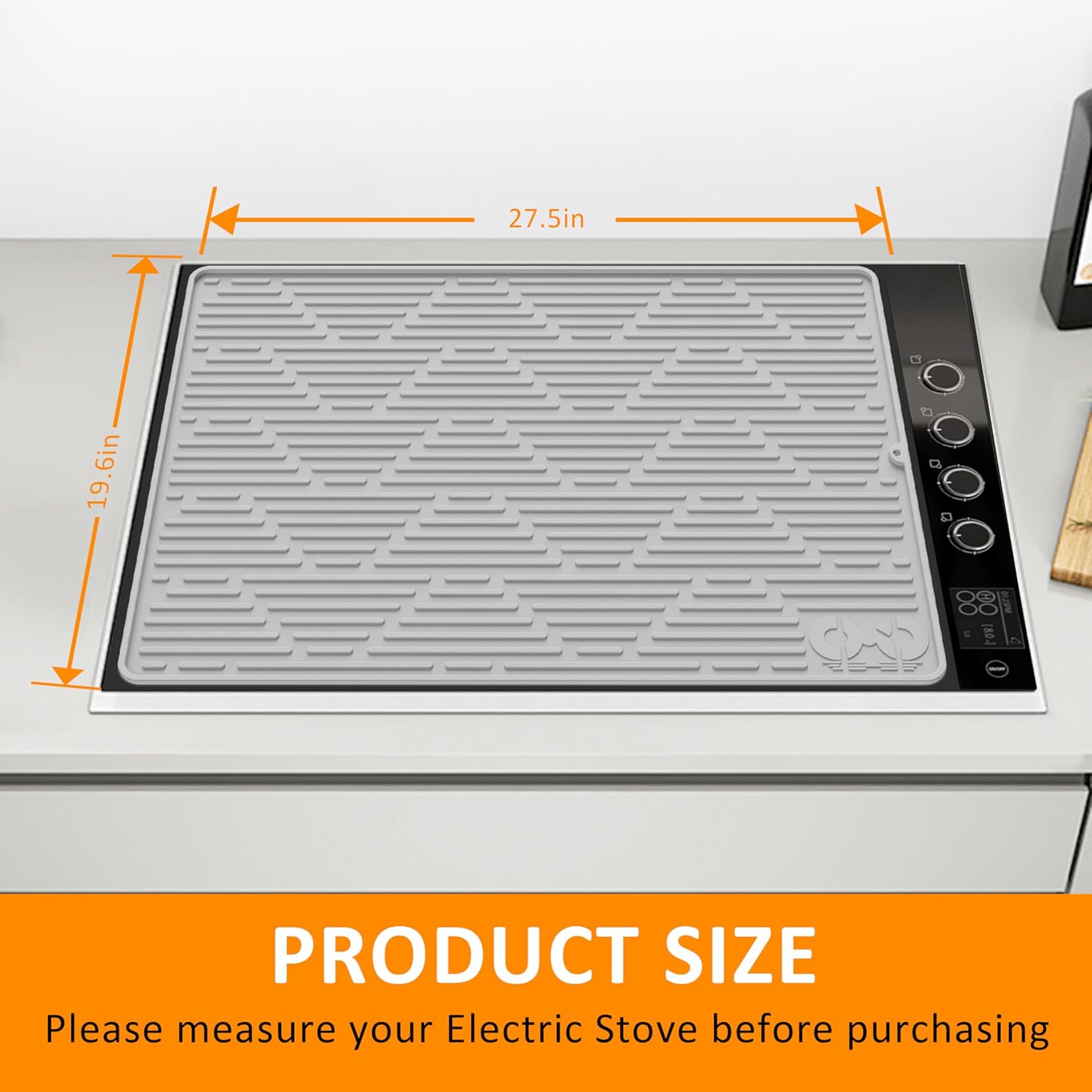 28X20'' Silicone Stove Top Cover for Electric Stove - Grey Color, Ideal for Glass Top Stove, RV Cooktop, and Kitchen Countertop