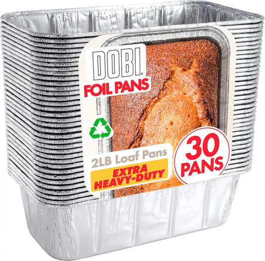 2LB Disposable Aluminum Foil Bread Loaf Pans (30 Pack) - Strong Baking Tins for Homemade Bread, Side Dishes, Lasagna - 8.5" x 4.5" x 2.5