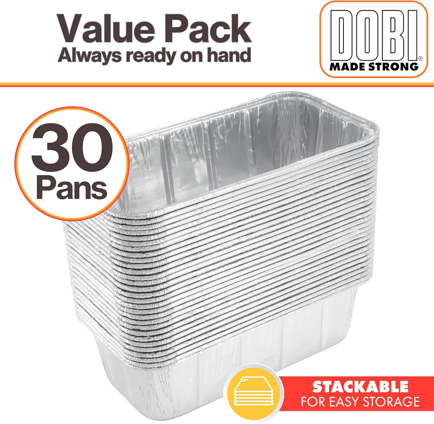 2LB Disposable Aluminum Foil Bread Loaf Pans (30 Pack) - Strong Baking Tins for Homemade Bread, Side Dishes, Lasagna - 8.5" x 4.5" x 2.5