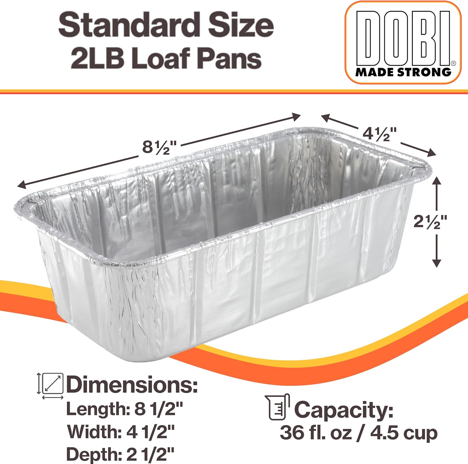 2LB Disposable Aluminum Foil Bread Loaf Pans (30 Pack) - Strong Baking Tins for Homemade Bread, Side Dishes, Lasagna - 8.5" x 4.5" x 2.5