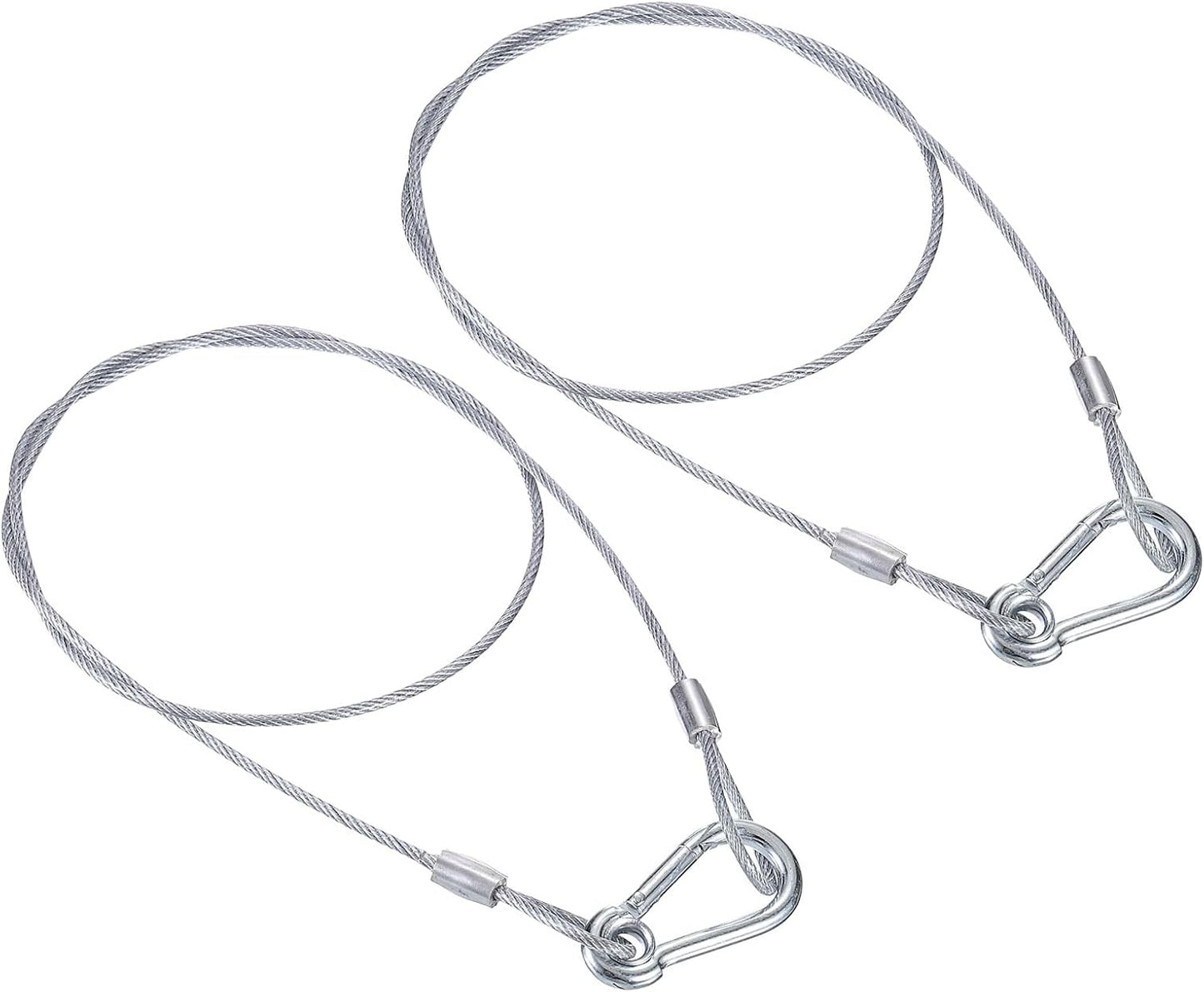 2Pack PATIKIL 31.5" Stainless Steel Safety Cable with Double Loops and Hook for Stage Lighting and Luggage - Flexible 2.5mm Security Wire Rope