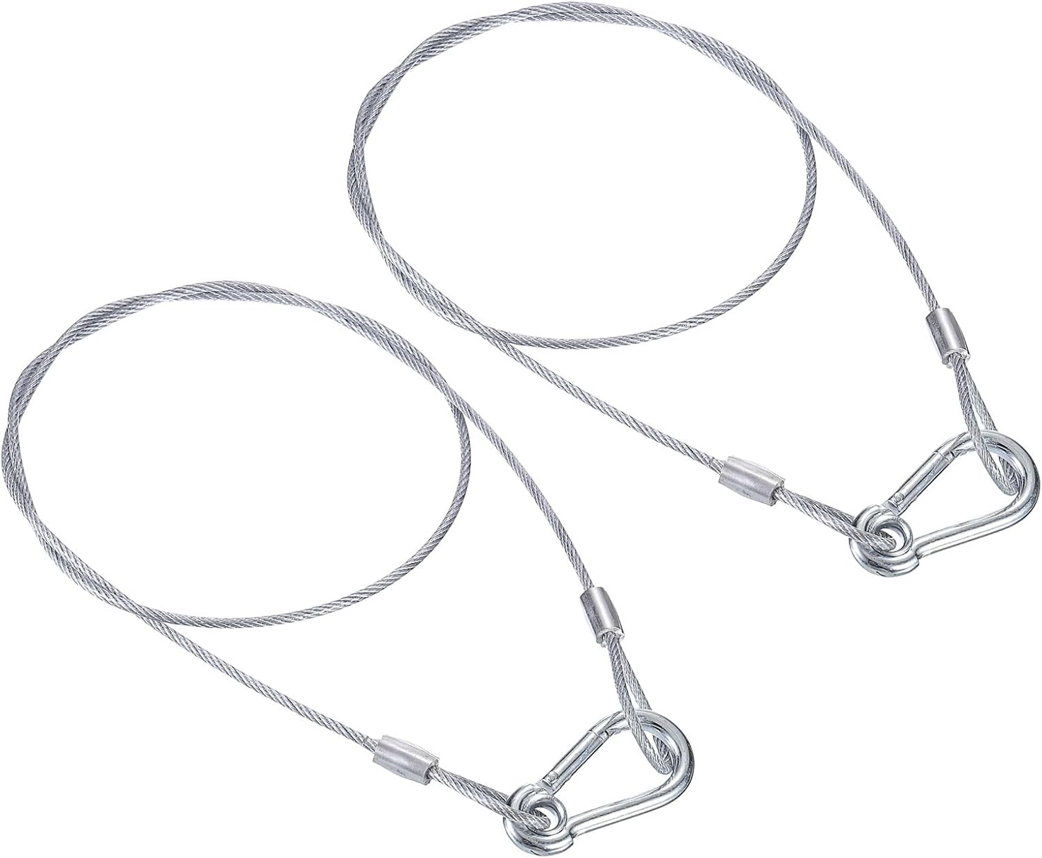 2Pack PATIKIL 31.5" Stainless Steel Safety Cable with Double Loops and Hook for Stage Lighting and Luggage - Flexible 2.5mm Security Wire Rope
