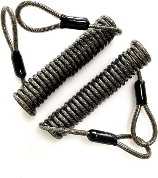 2Pack Retractable Security Cable Lock for Luggage - Stainless Steel Double Loop Wire with Self-Coiling Feature - 6-Foot Length and 5.0mm Diameter - Set of 2