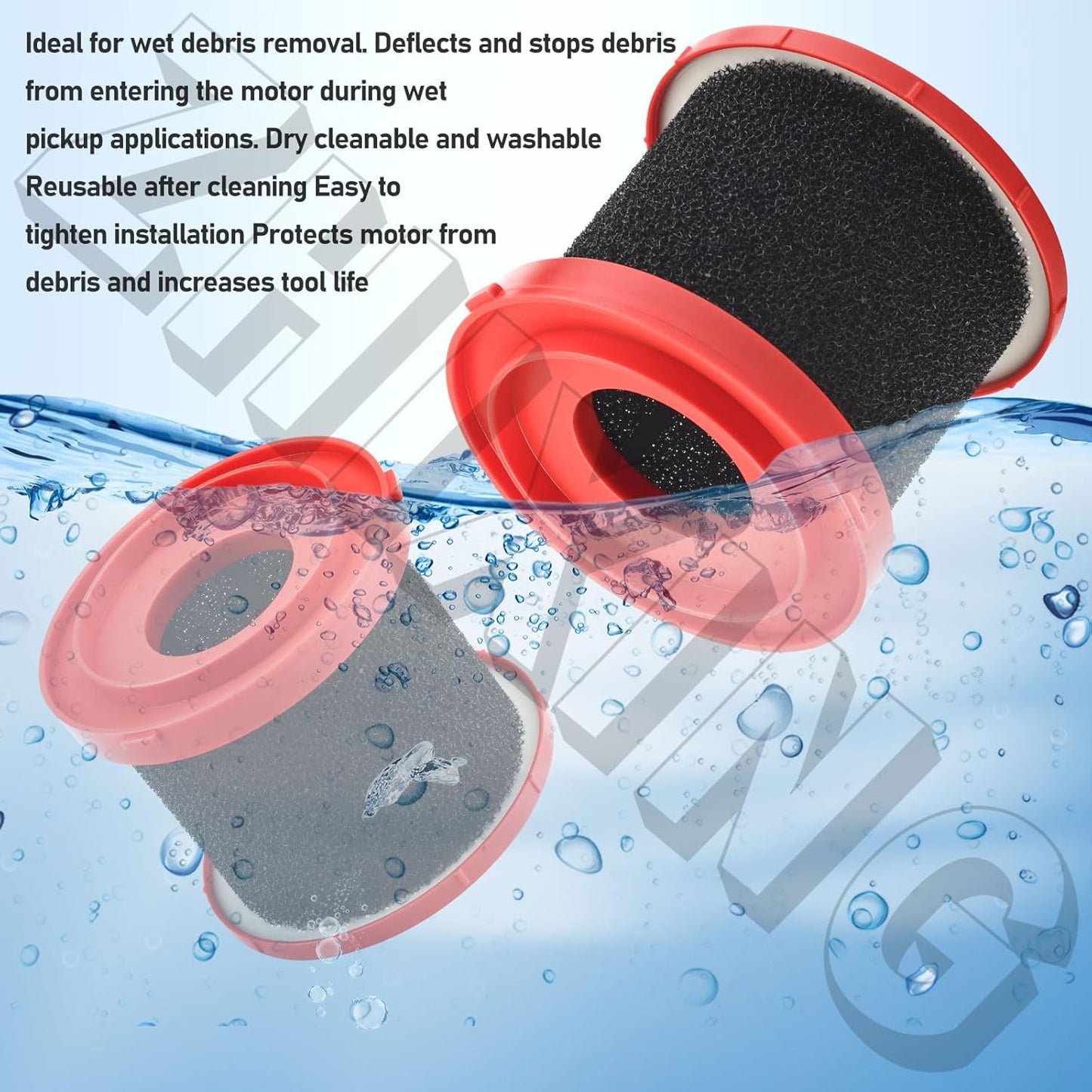 2Pack ZHIXING Foam Wet Filter Compatible with Milwaukee Wet/Dry Vacuums 0880-20, 0960-20, 0970-20