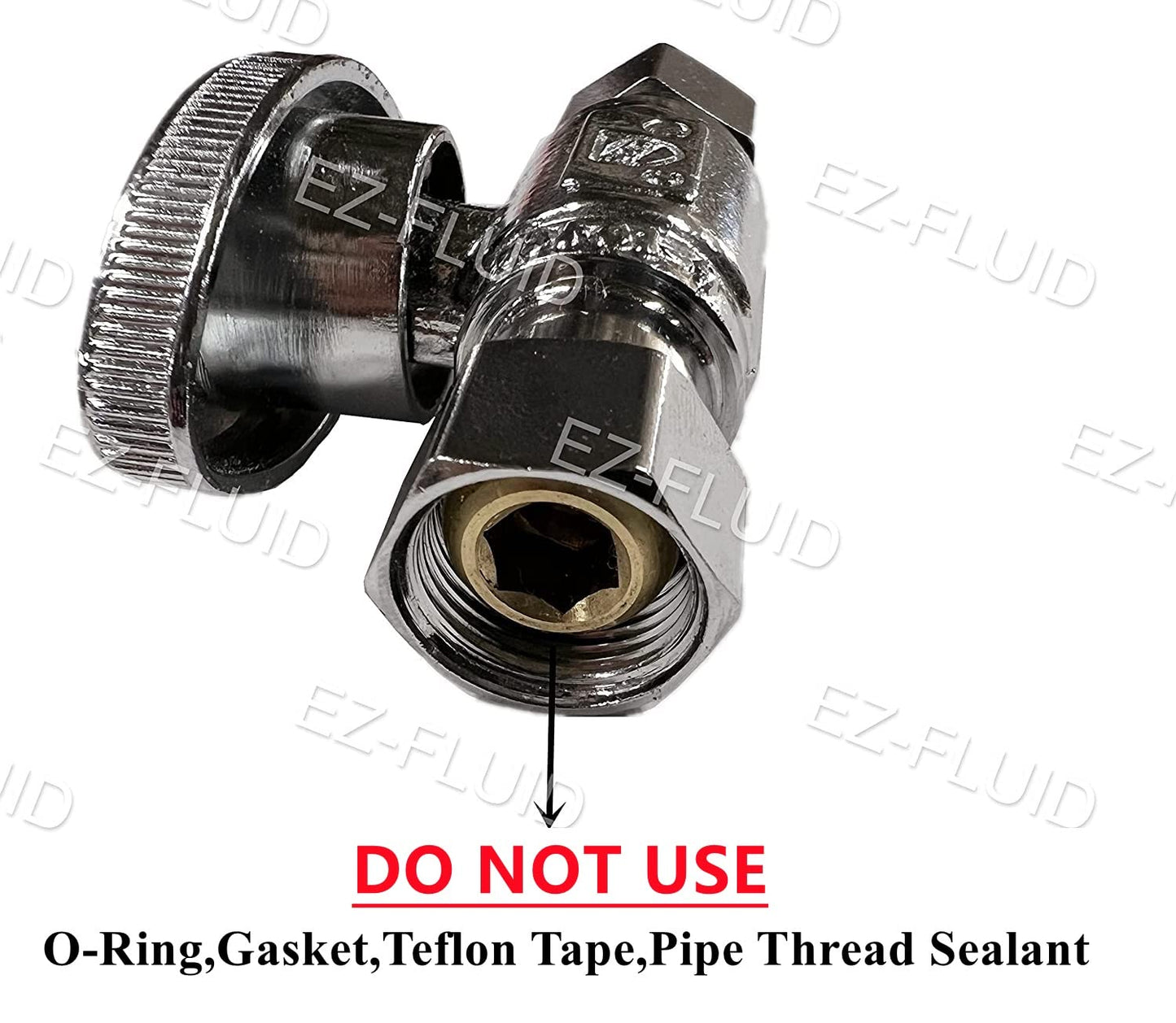 (2Pc) EZ-Fluid 3/8-Inch Straight Angle Stop Valve Set - Lead-Free Brass Quarter Turn Water Shut Off Valves for Kitchen and Bathroom