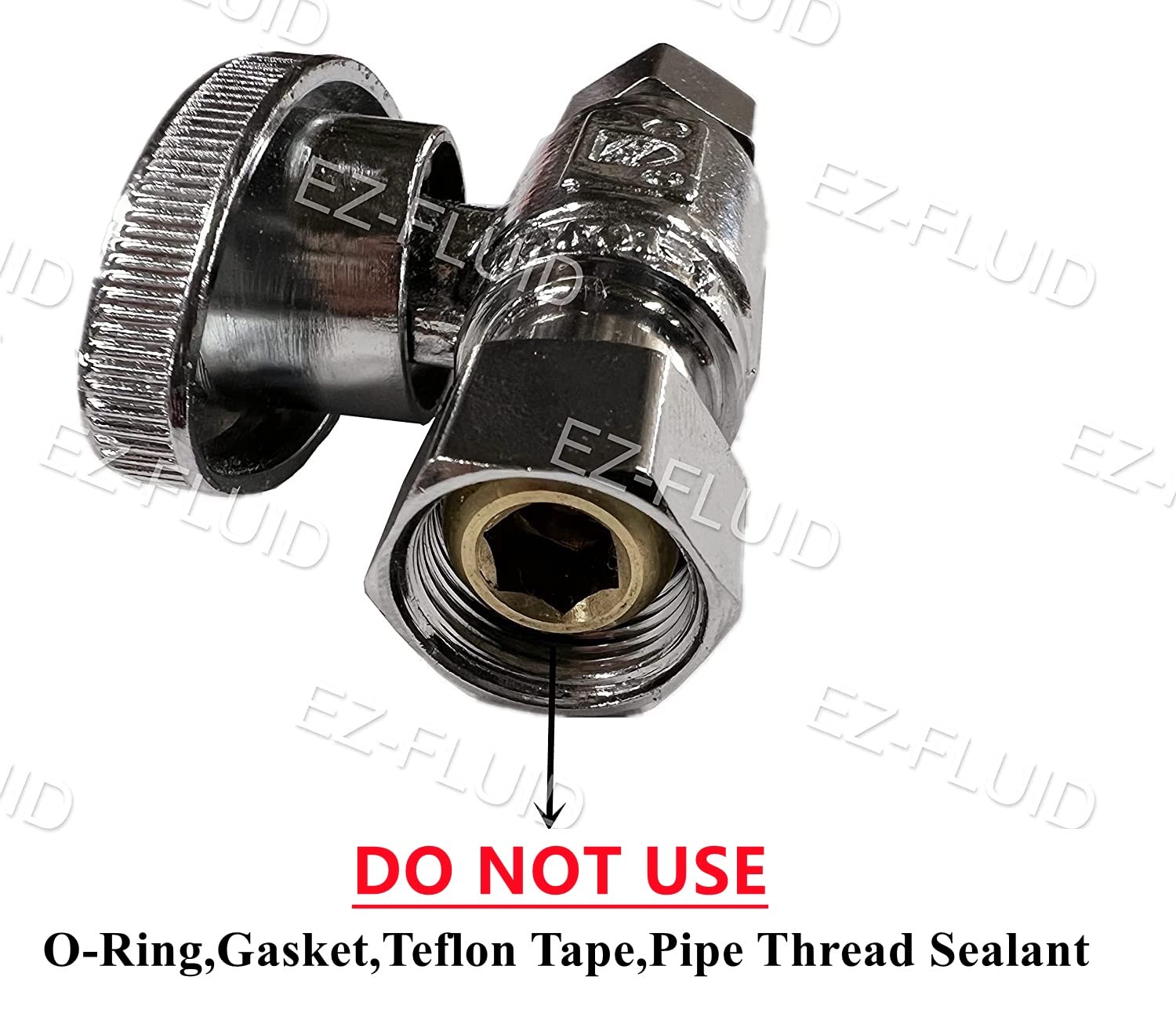 (2Pc) EZ-Fluid 3/8-Inch Straight Angle Stop Valve Set - Lead-Free Brass Quarter Turn Water Shut Off Valves for Kitchen and Bathroom