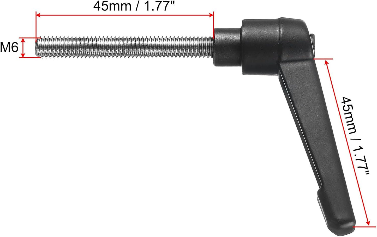 2pcs Adjustable Clamping Lever Handle M6 x 45mm Stainless Steel Male Threaded Stud Hand Knobs with Locking Lever