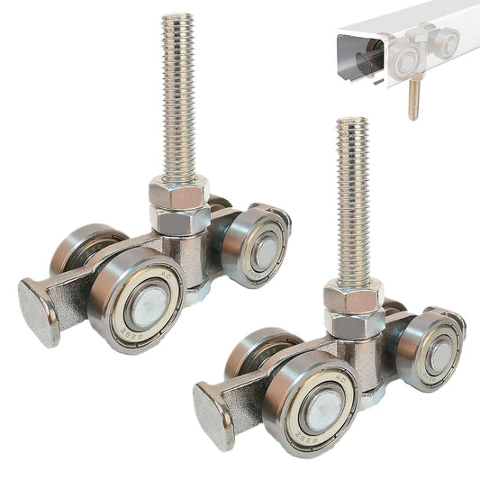 2PCS BIAXJUNY 4 Wheel Rolley Assembly with Silent Rollers for 1-5/8" Wide Unistrut Strut Channel - Ideal for Barn Doors or Shed Sliding Doors