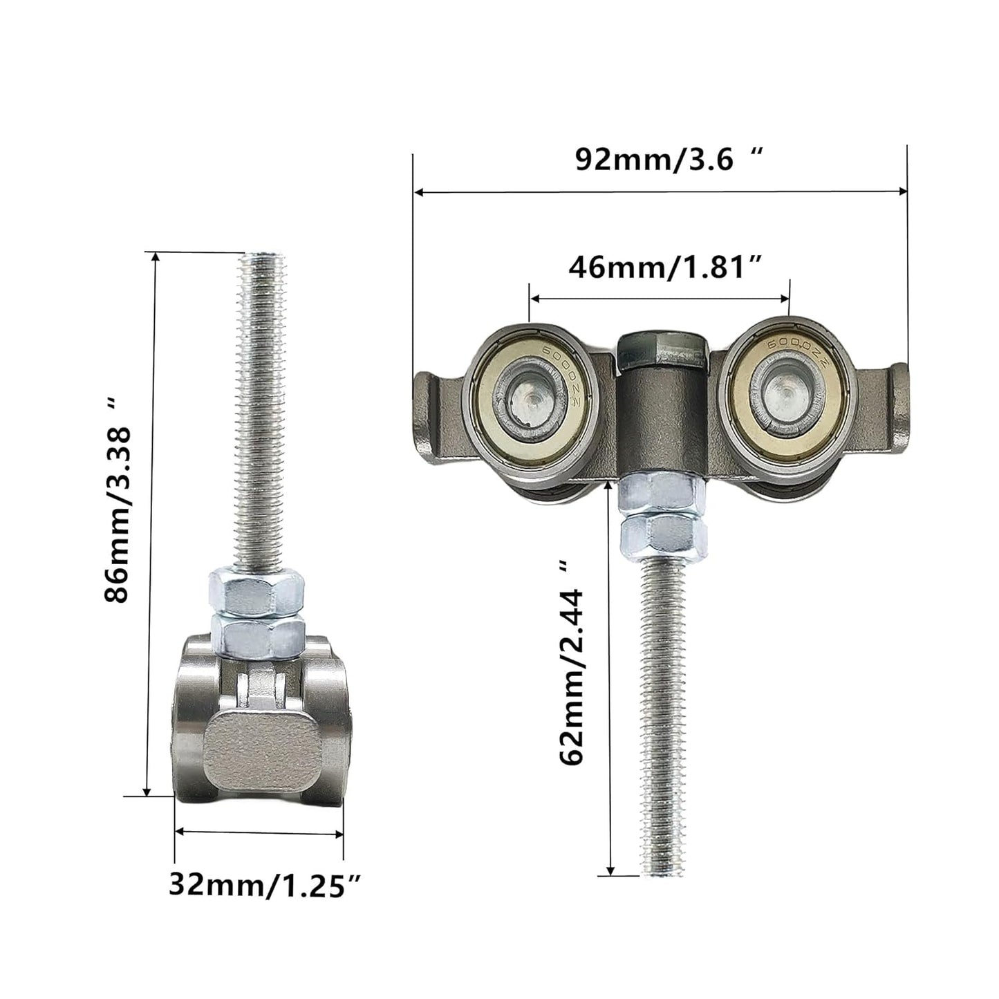 2PCS BIAXJUNY 4 Wheel Rolley Assembly with Silent Rollers for 1-5/8" Wide Unistrut Strut Channel - Ideal for Barn Doors or Shed Sliding Doors