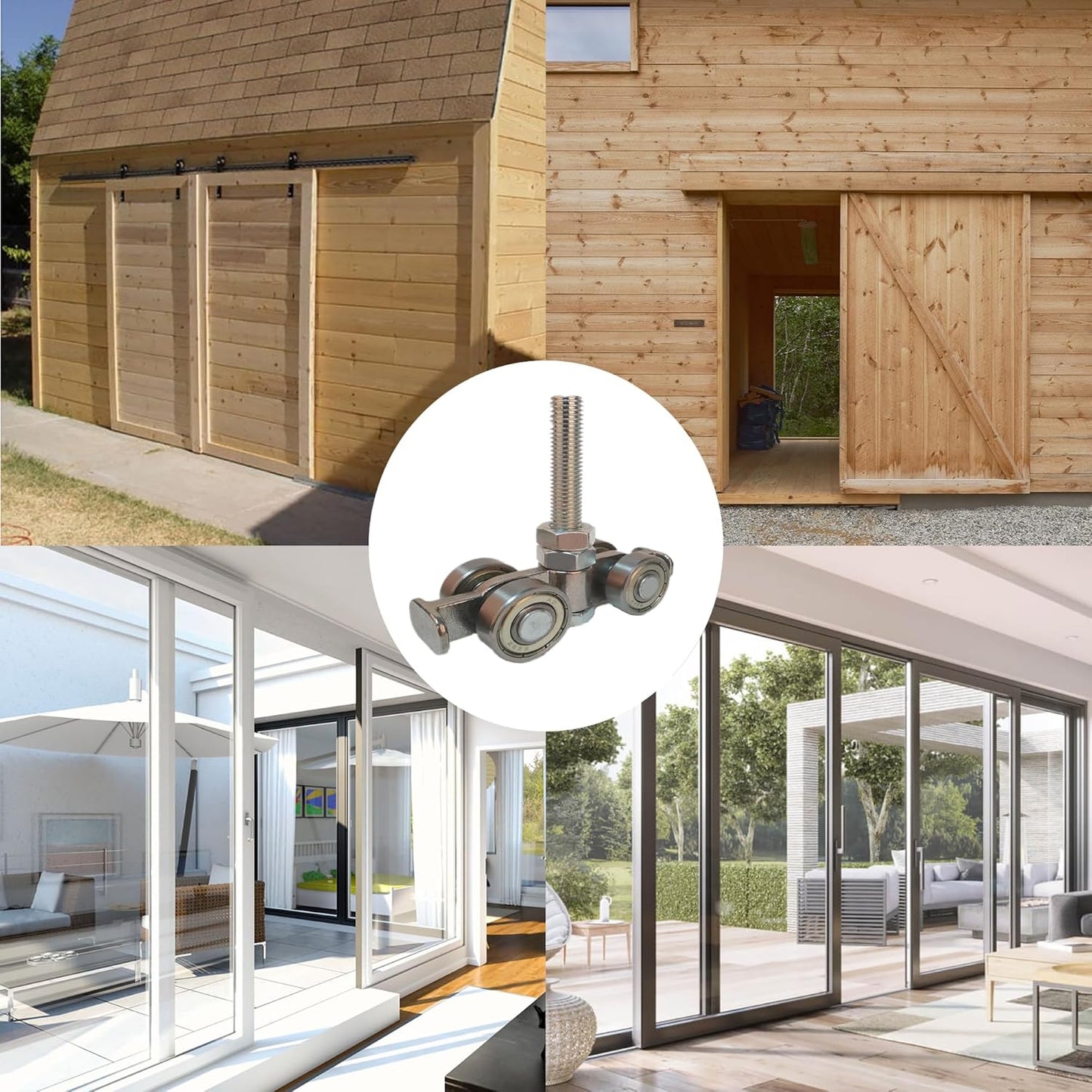 2PCS BIAXJUNY 4 Wheel Rolley Assembly with Silent Rollers for 1-5/8" Wide Unistrut Strut Channel - Ideal for Barn Doors or Shed Sliding Doors
