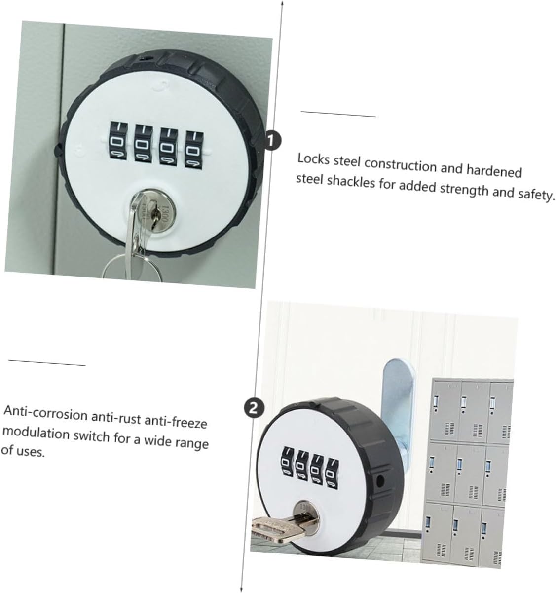 2pcs Combination Cam Lock Single Cylinder Deadbolt File Cabinet Lock - Dial Number Anti Padlock for Adults - Portable Wardrobe Steel Locks