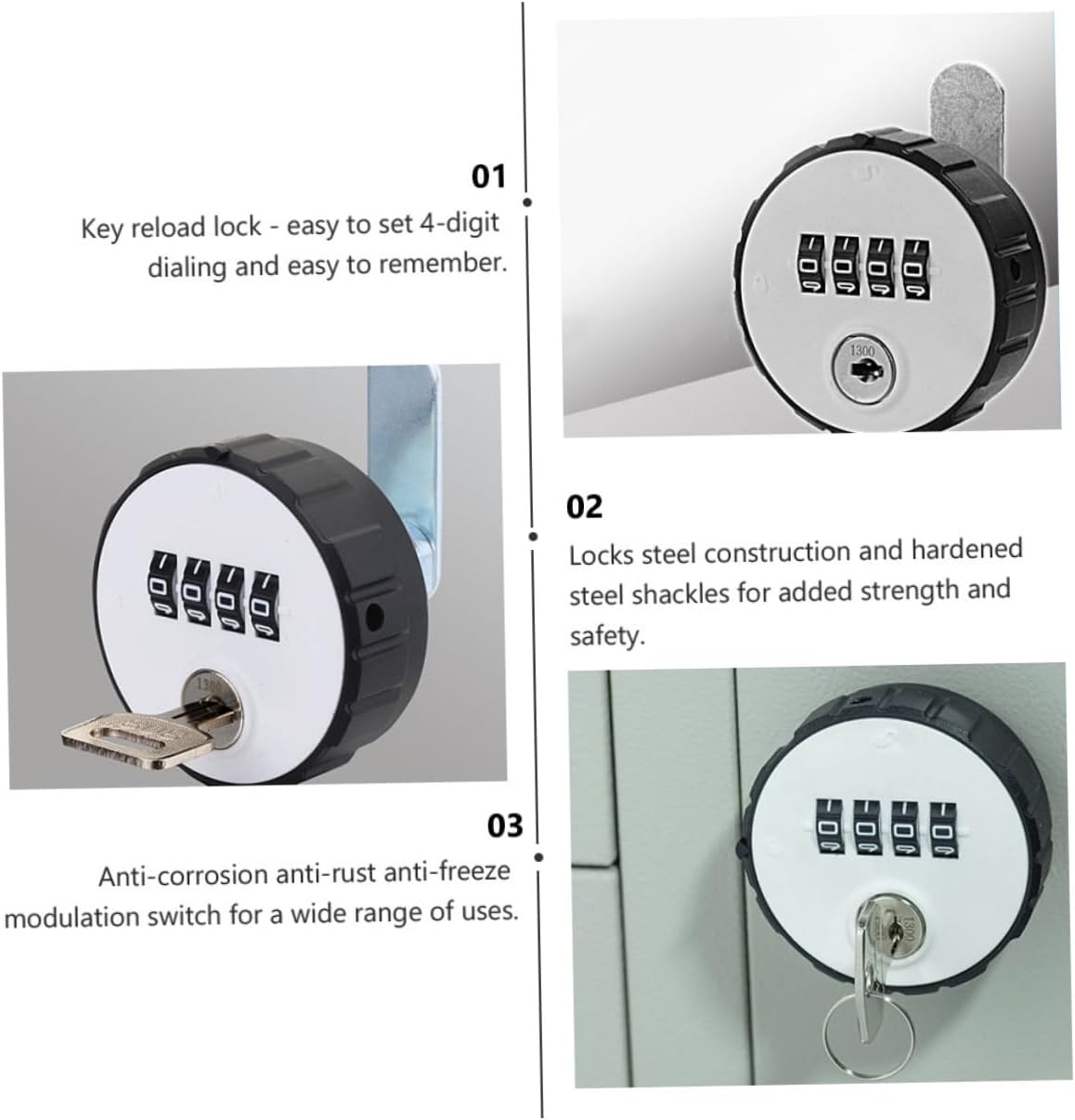2pcs Combination Cam Lock Single Cylinder Deadbolt File Cabinet Lock - Dial Number Anti Padlock for Adults - Portable Wardrobe Steel Locks