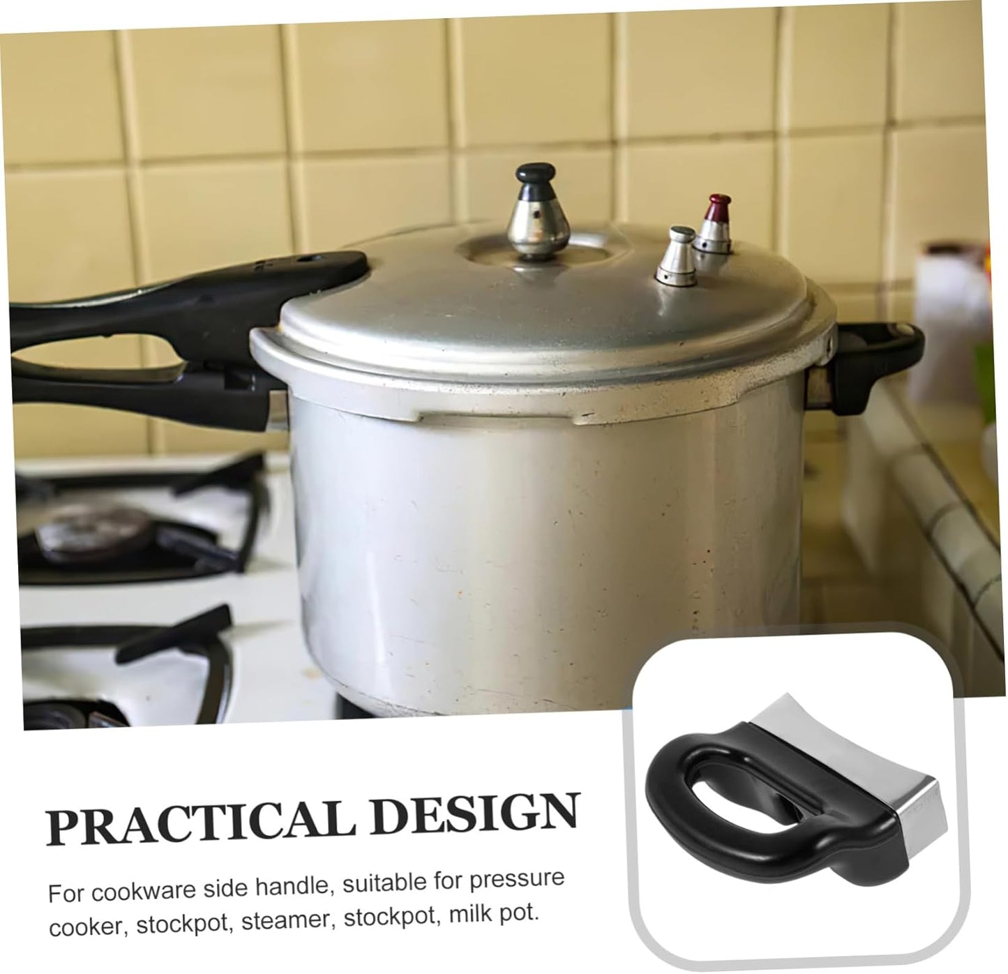 2pcs Detachable Pressure Cooker Handles - Replacable Pot Grip for Pressure Pots, Woks, Hot Pots - Ergonomic Plastic Design