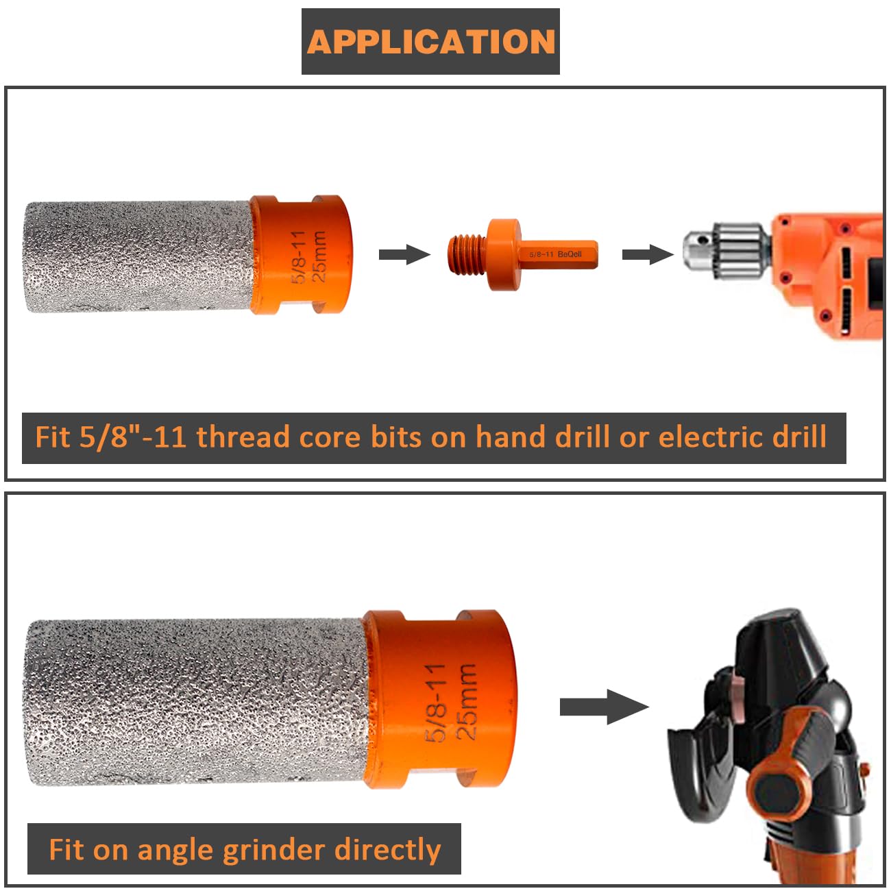 2Pcs Diamond Finger Milling Bits - 1 Inch Tile Core Drill Bit Set for Enlarging, Shaping, Grinding, and Polishing Holes in Porcelain, Ceramic, Marble, and Granite Countertops - Includes Hex Adapter