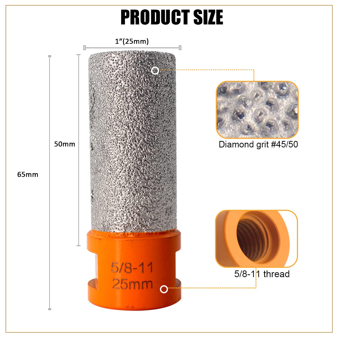 2Pcs Diamond Finger Milling Bits - 1 Inch Tile Core Drill Bit Set for Enlarging, Shaping, Grinding, and Polishing Holes in Porcelain, Ceramic, Marble, and Granite Countertops - Includes Hex Adapter