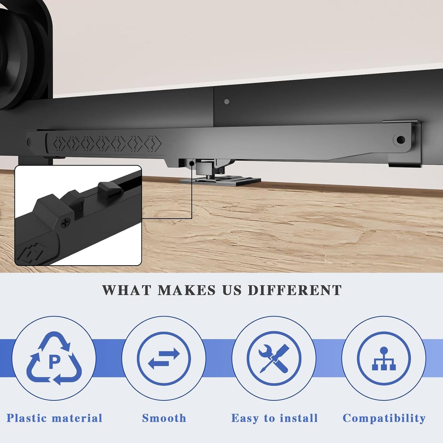 2PCS DonYoung Barn Door Soft Close Mechanism - Universal Weight Support up to 160lbs - Smooth Opening/Closing - Hole-Free Sliding Door Hardware - WildKart