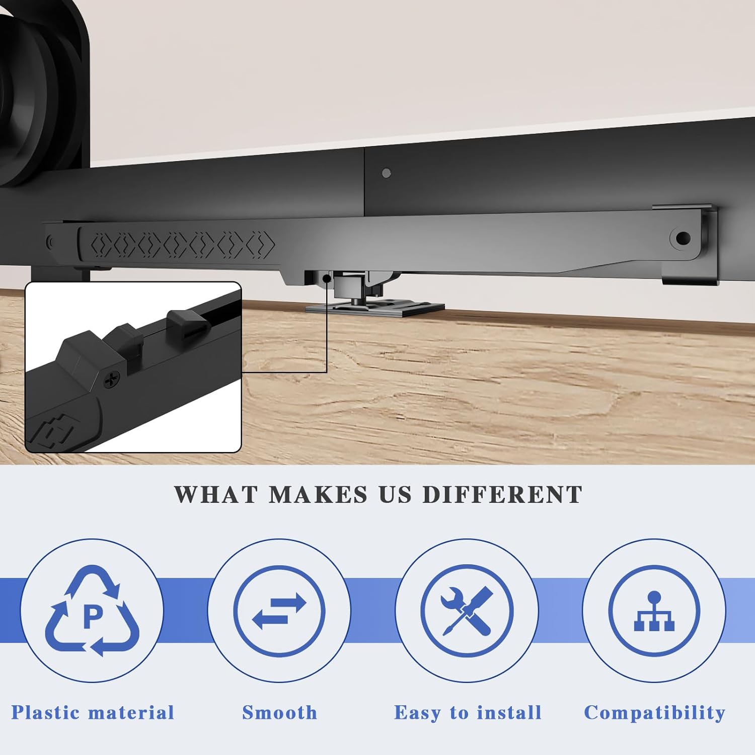 2PCS DonYoung Barn Door Soft Close Mechanism - Universal Weight Support up to 160lbs - Smooth Opening/Closing - Hole-Free Sliding Door Hardware - WildKart