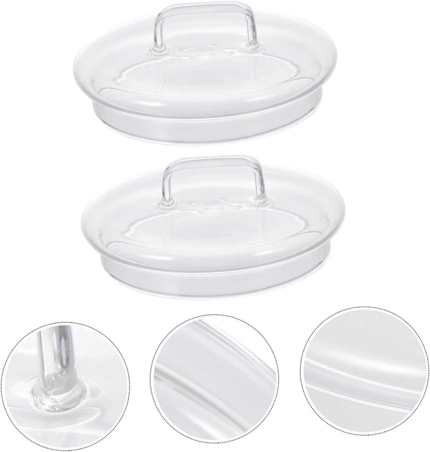 2pcs Easy-to-Install Replacement Glass Canister Jar Lids for Cookie Jars