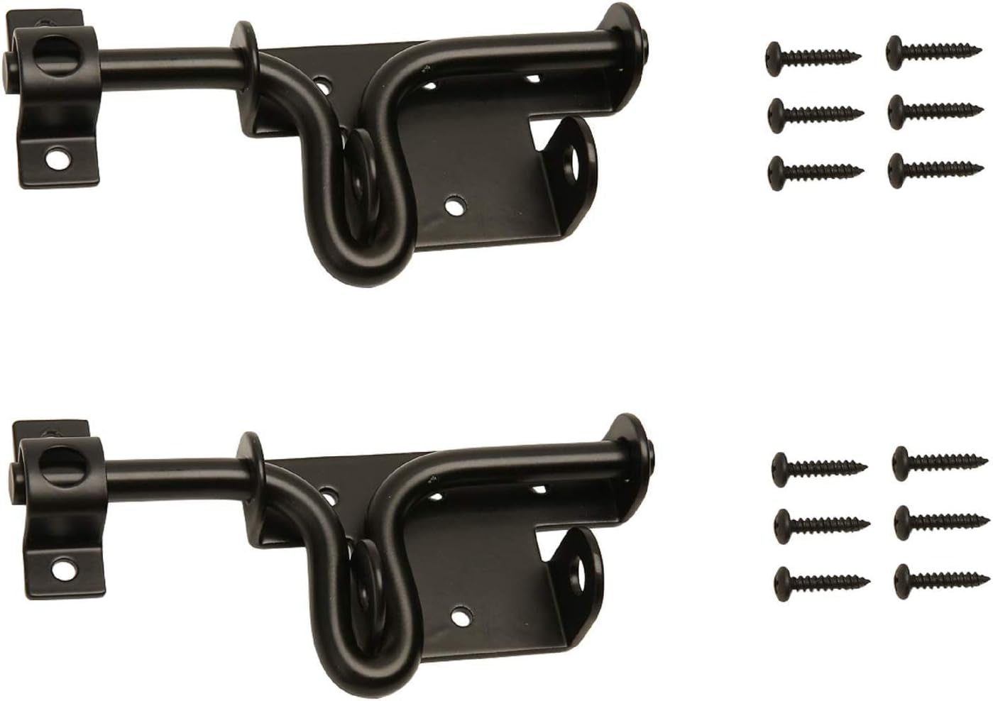 2Pcs Heavy Duty Black Slide Bolt Gate Latch with Padlock Hole - Solid Metal Locks for Shed, Wooden Fences, Barn Doors - Outdoor Hardware - WildKart