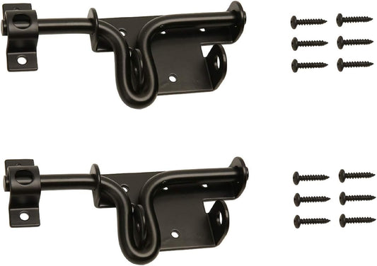 2Pcs Heavy Duty Black Slide Bolt Gate Latch with Padlock Hole - Solid Metal Locks for Shed, Wooden Fences, Barn Doors - Outdoor Hardware - WildKart