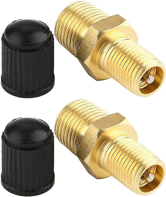 2Pcs KIMISS Brass Air Compressor Tank Fill Relief Valve with 1/8" NPT MPT Schrader Valve