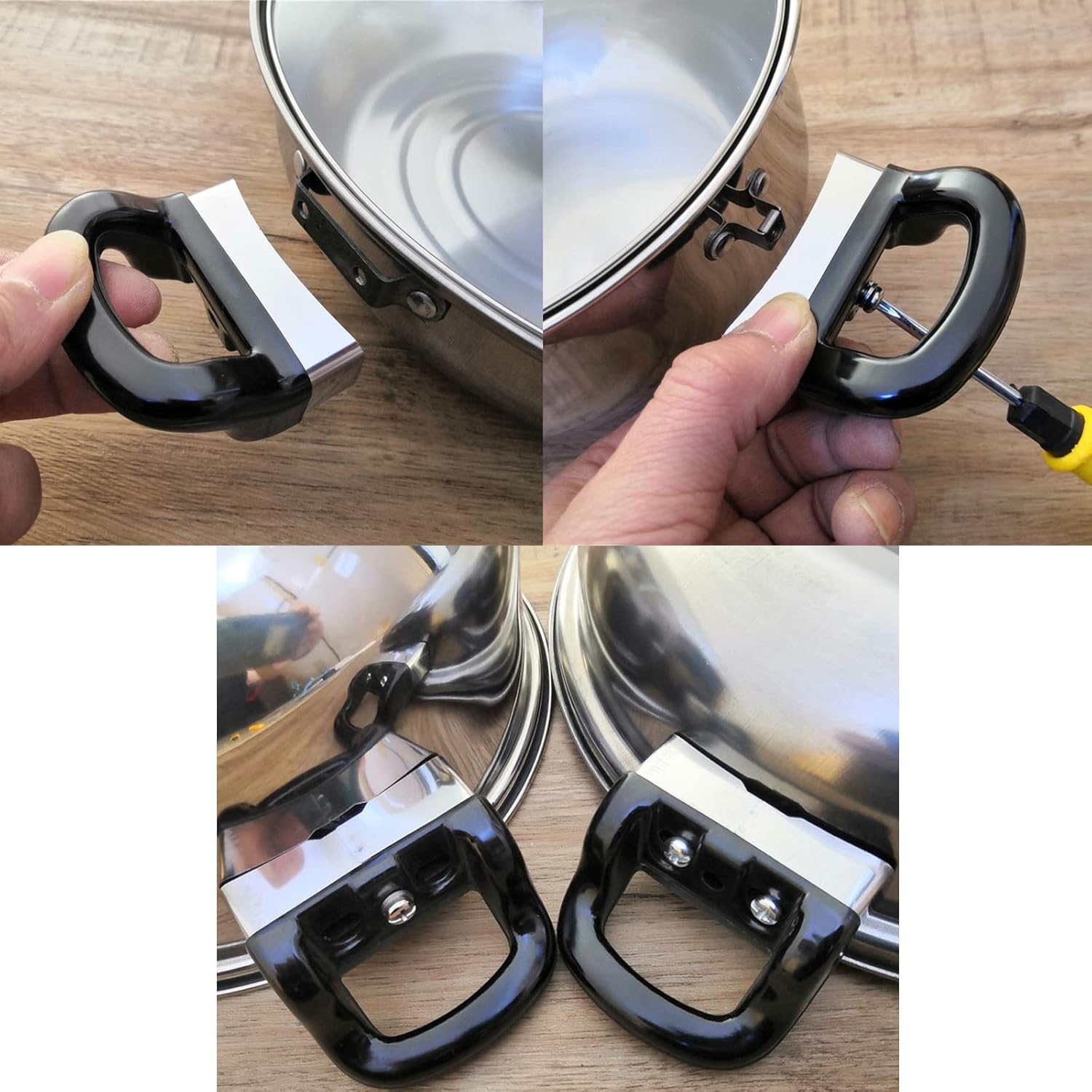 2PCS Replacement Cookware Handles for Pressure Pans, 2.6 Inch Long, Fits 2 or 1 Hole Types - XATDOMESD