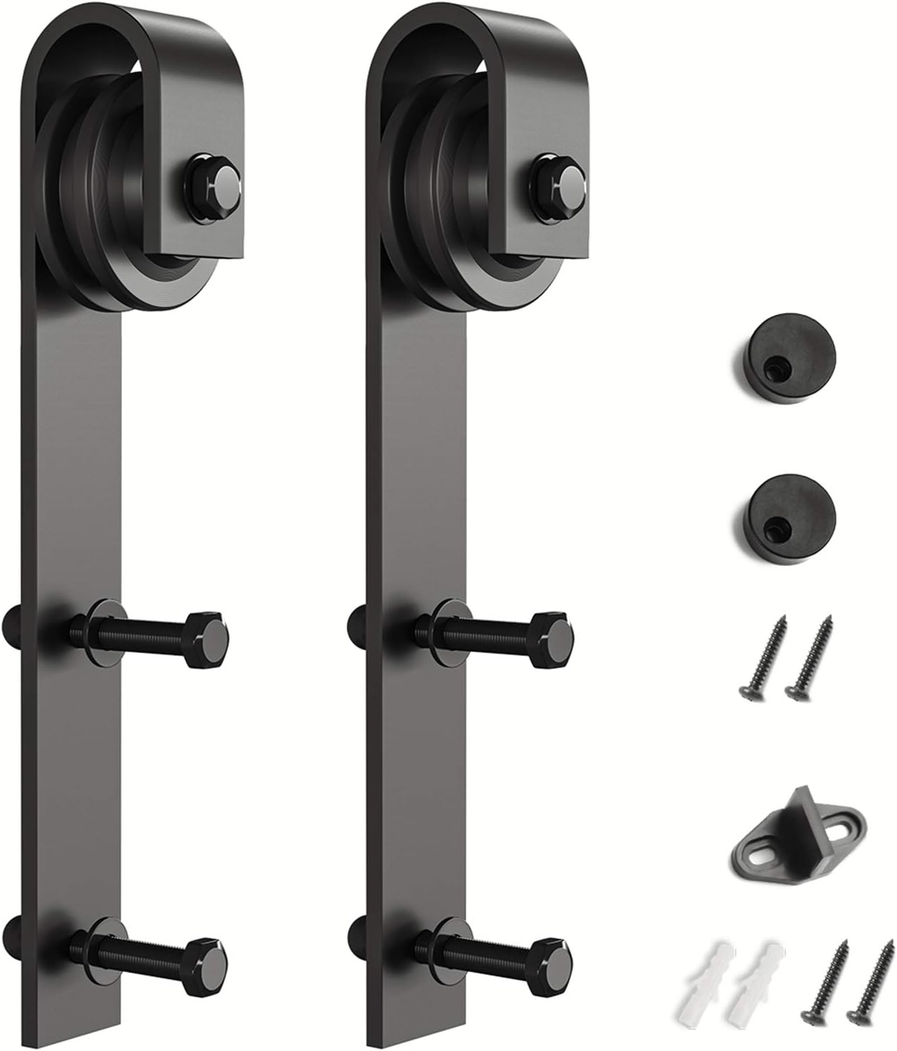 2pcs SMARTSTANDARD Black Sliding Barn Door Hardware Hangers - J Shape - WildKart
