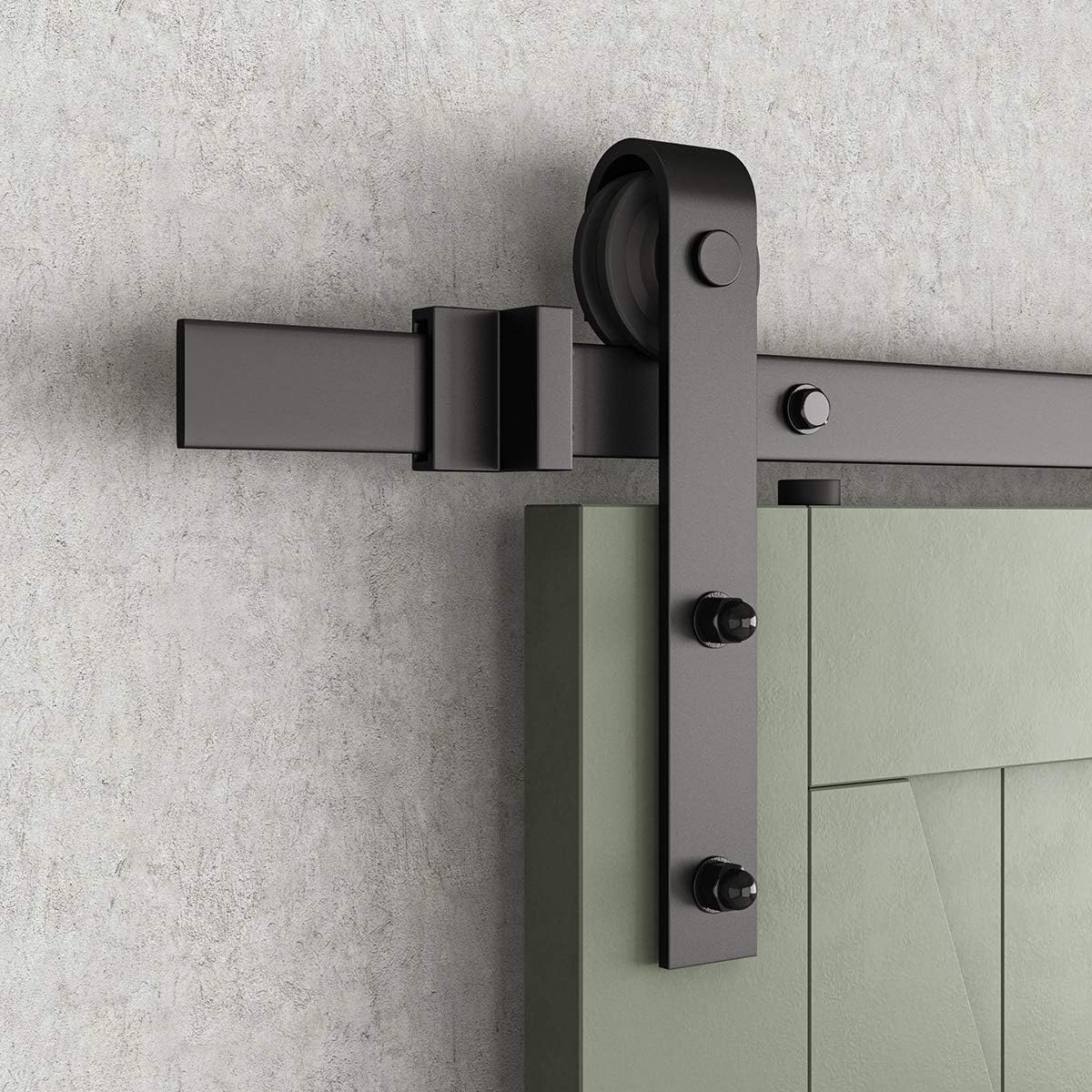 2pcs SMARTSTANDARD Black Sliding Barn Door Hardware Hangers - J Shape - WildKart