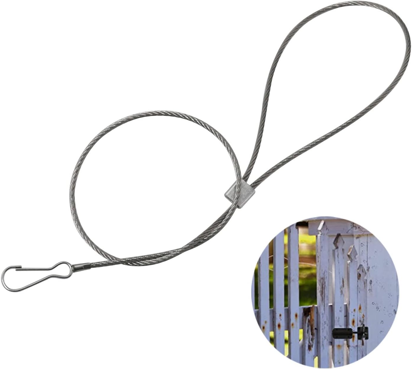 2pcs Stainless Steel Adjustable Gate Latch Cable Pull - Ideal for Metal & Wooden Fences, Garden Backyard Doors - Silver