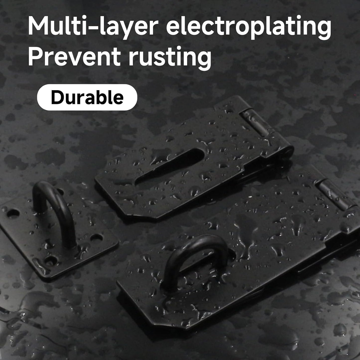 2PCS Stainless Steel Padlock Latch Lock Set for Doors, Gates, Sheds - Extra Thick Right Angle Packlock Clasp Hasp with Screws - Brushed Finish - 3 Inch Black Barn Door Lock