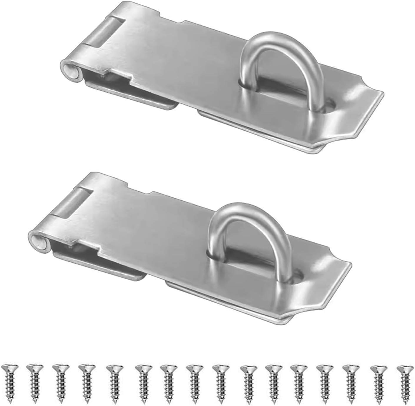 2PCS Stainless Steel Padlock Latch Lock with Extra Thick Hasp, Brushed Finish for Door Shed Cabinet Barn (3 inch Sliver)