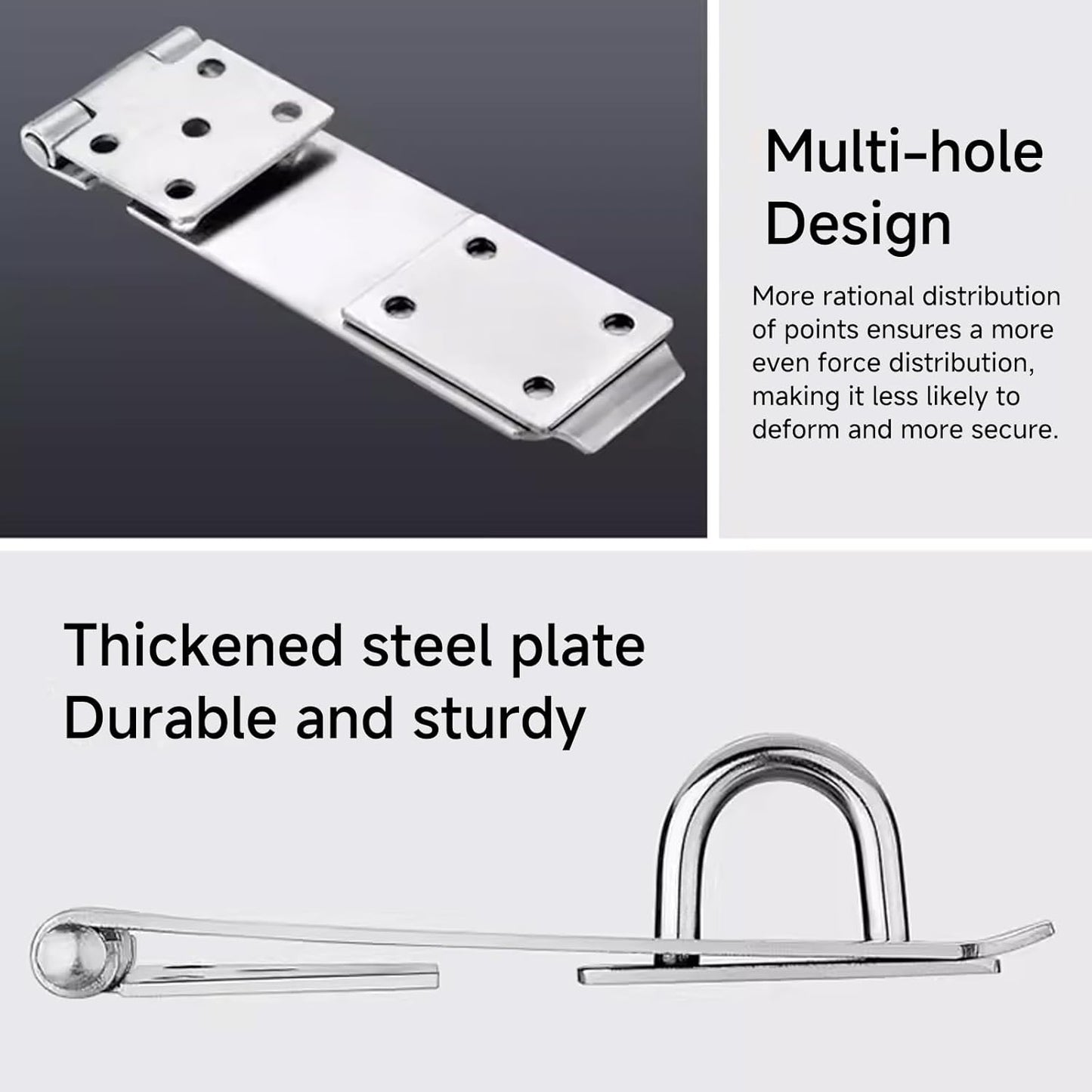 2PCS Stainless Steel Padlock Latch Lock with Extra Thick Hasp, Brushed Finish for Door Shed Cabinet Barn (3 inch Sliver)