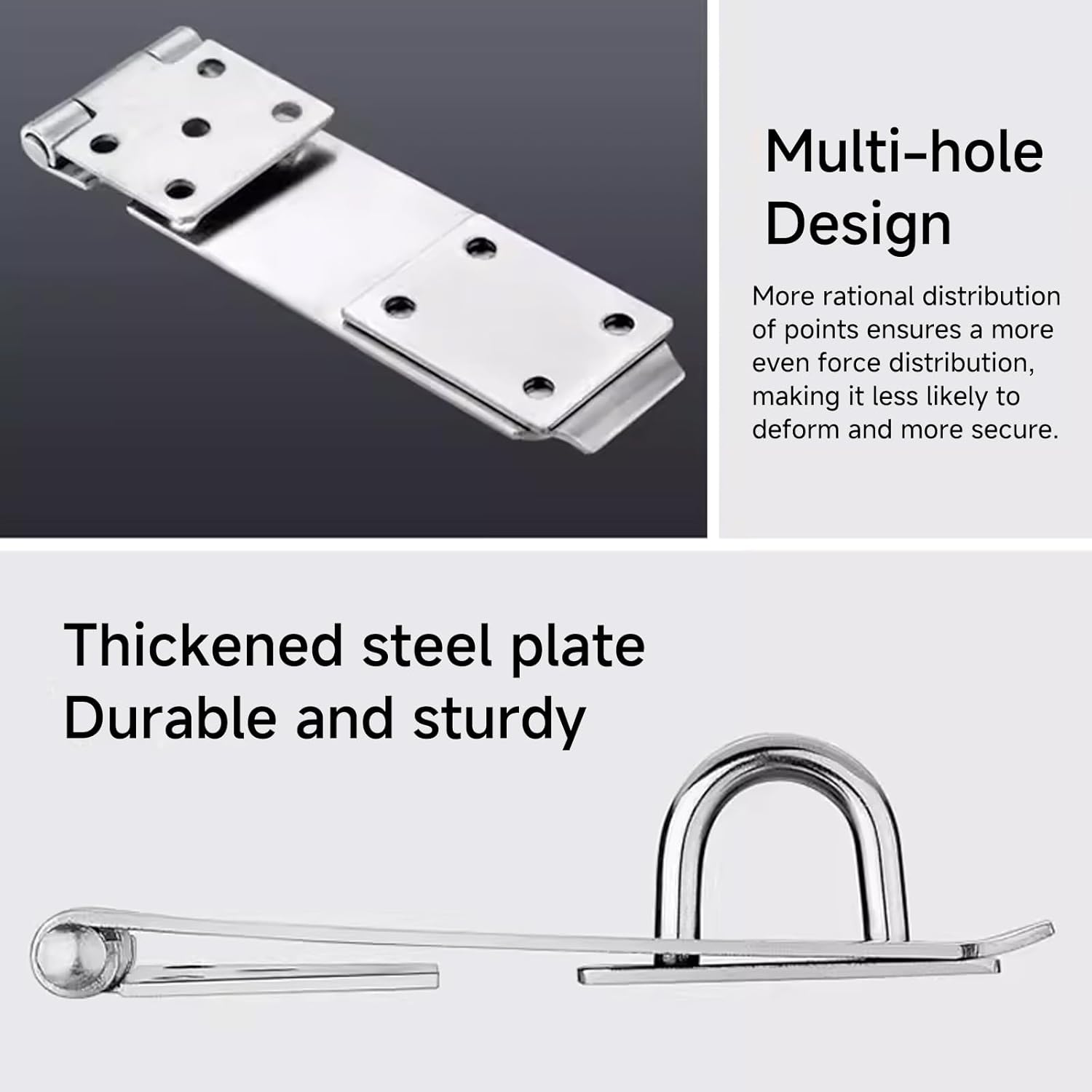 2PCS Stainless Steel Padlock Latch Lock with Extra Thick Hasp, Brushed Finish for Door Shed Cabinet Barn (3 inch Sliver)