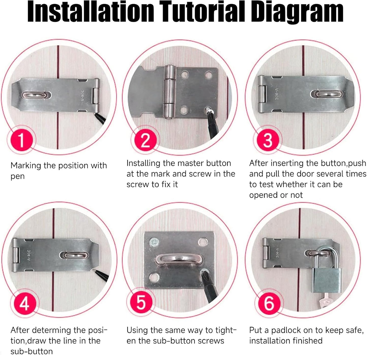 2PCS Stainless Steel Padlock Latch Lock with Extra Thick Hasp, Brushed Finish for Door Shed Cabinet Barn (3 inch Sliver)