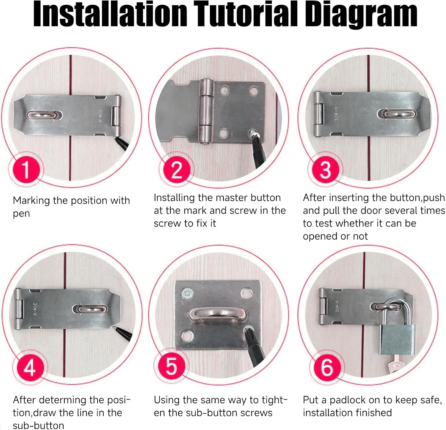 2PCS Stainless Steel Padlock Latch Lock with Extra Thick Hasp, Brushed Finish for Door Shed Cabinet Barn (3 inch Sliver)