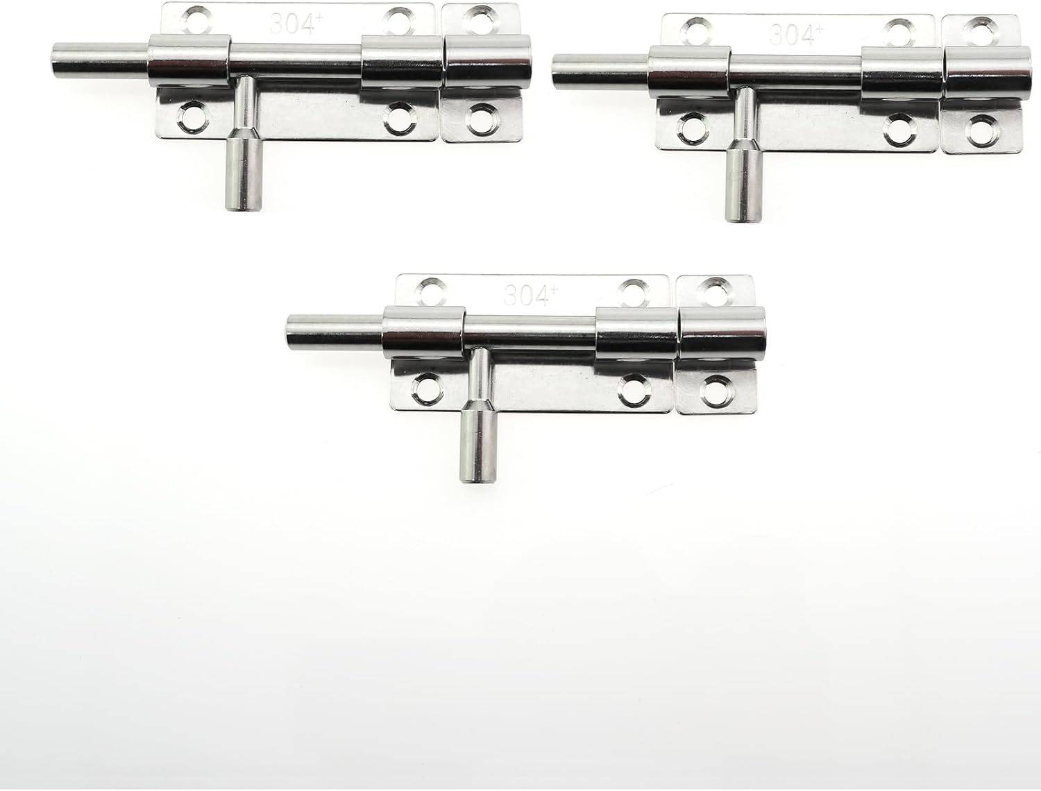 2PCS Stainless Steel Sliding Door Lock with Padlock Hole - Silver Ming Latch Bolt Set - 62MM Diameter Thickened Door Pins - Ideal for Bathroom Security