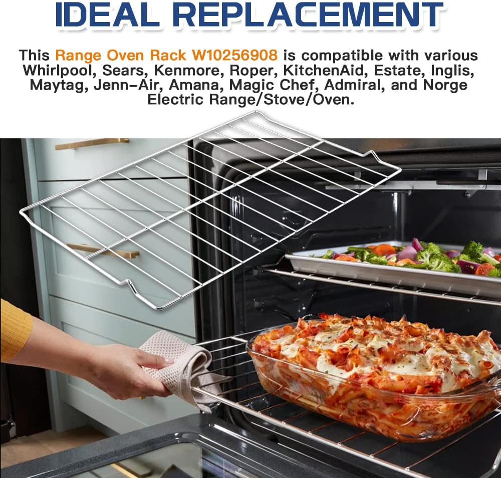 2Pcs Upgraded Oven Rack W10256908 for Whirlpool/Jenn-Air Range, Replaces W10138079, 3195710, W10179196 - 24 x 15-3/4 Inches
