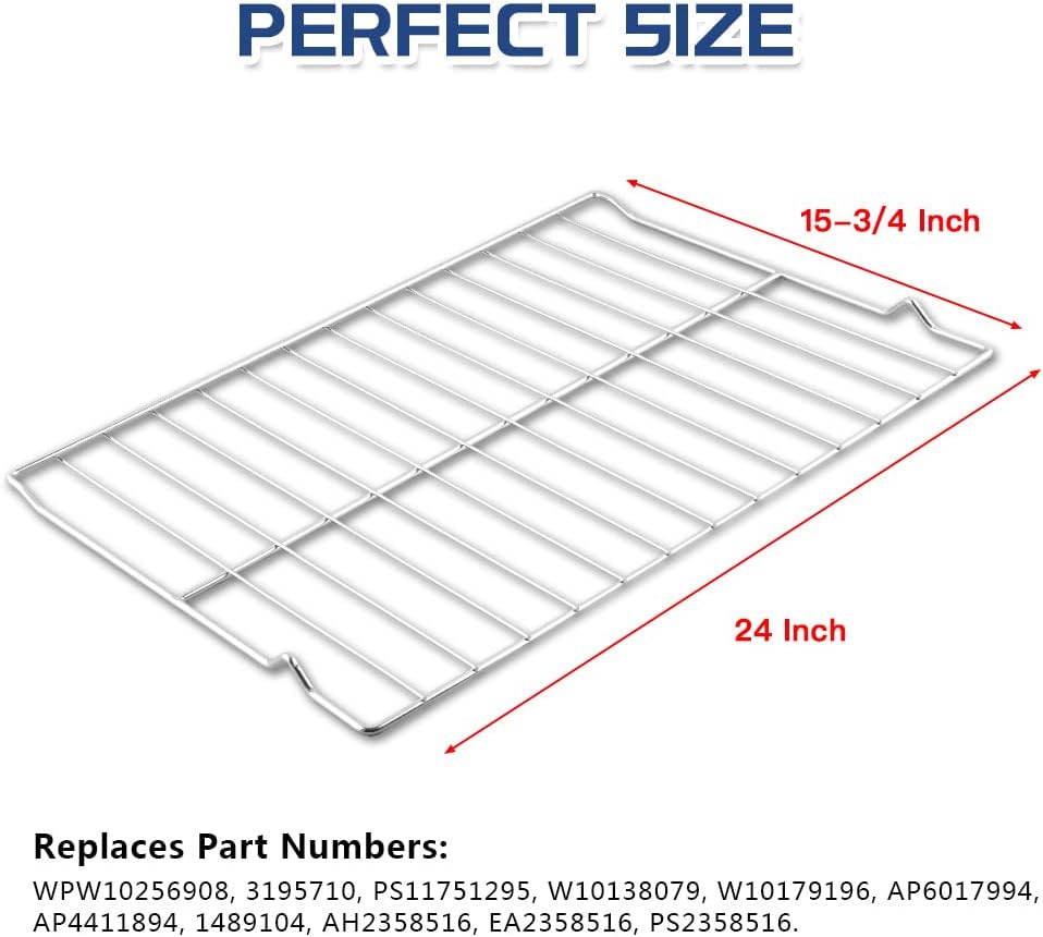 2Pcs Upgraded Oven Rack W10256908 for Whirlpool/Jenn-Air Range, Replaces W10138079, 3195710, W10179196 - 24 x 15-3/4 Inches