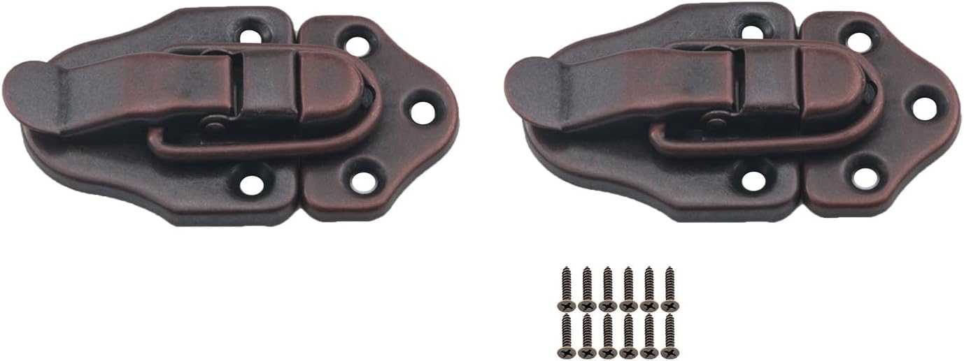 2PCS Vintage Red Bronze Box Toggle Latch with Padlock Hole for Jewelry Boxes and Cabinets