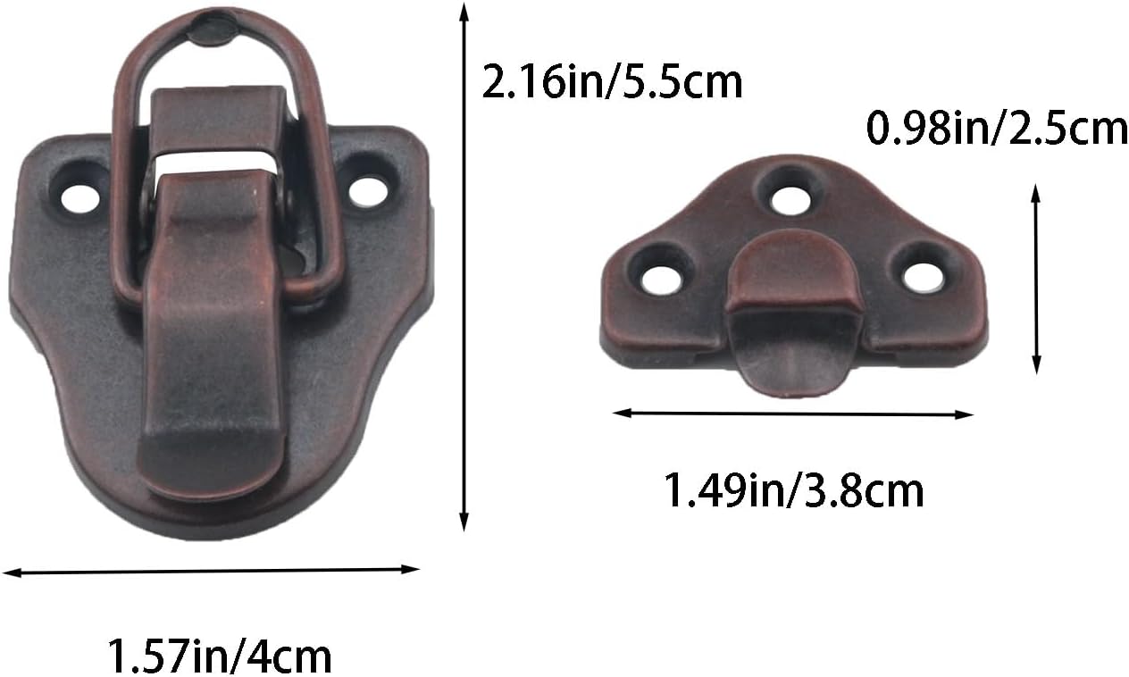 2PCS Vintage Red Bronze Box Toggle Latch with Padlock Hole for Jewelry Boxes and Cabinets