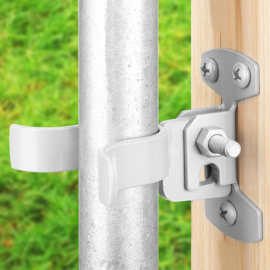 2pcs Wall Mount Chain Link Fork Gate Latch Flat Back - Padlock Hole, Silver