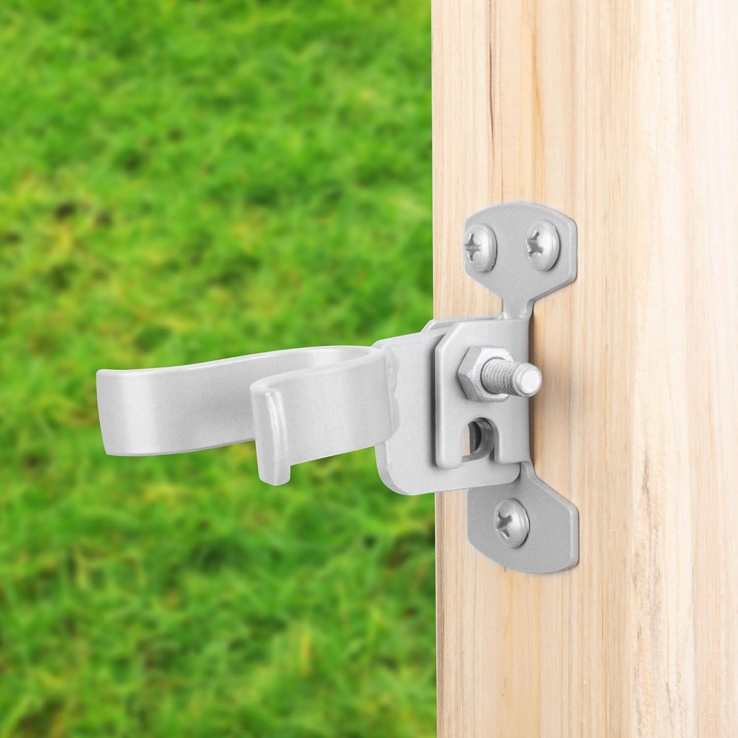 2pcs Wall Mount Chain Link Fork Gate Latch Flat Back - Padlock Hole, Silver