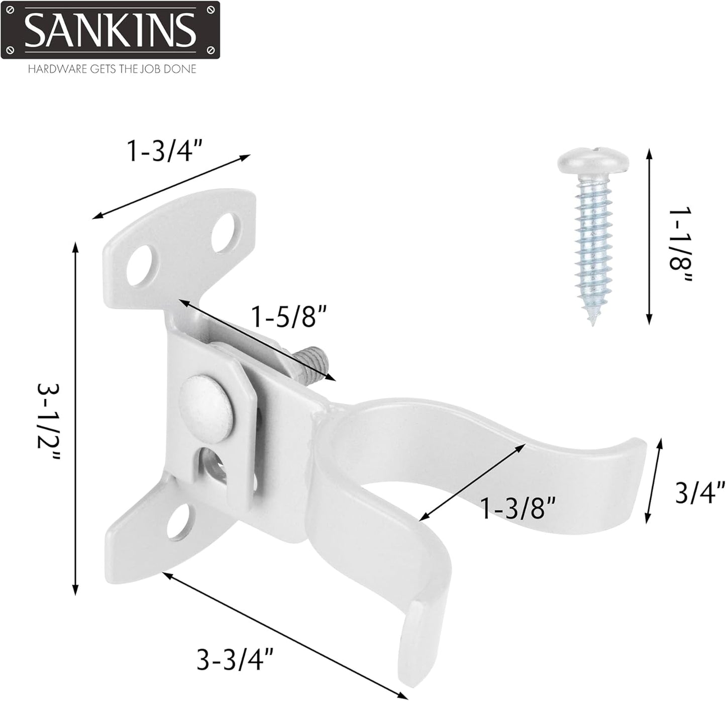 2pcs Wall Mount Chain Link Fork Gate Latch Flat Back - Padlock Hole, Silver
